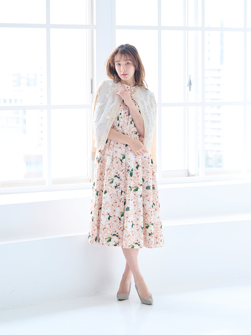 フラワープリントワンピース