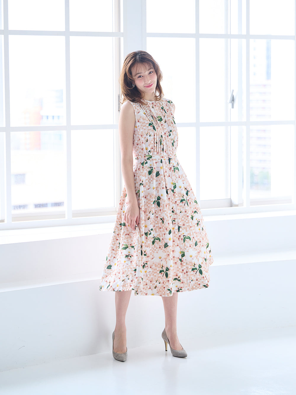 フラワープリントワンピース