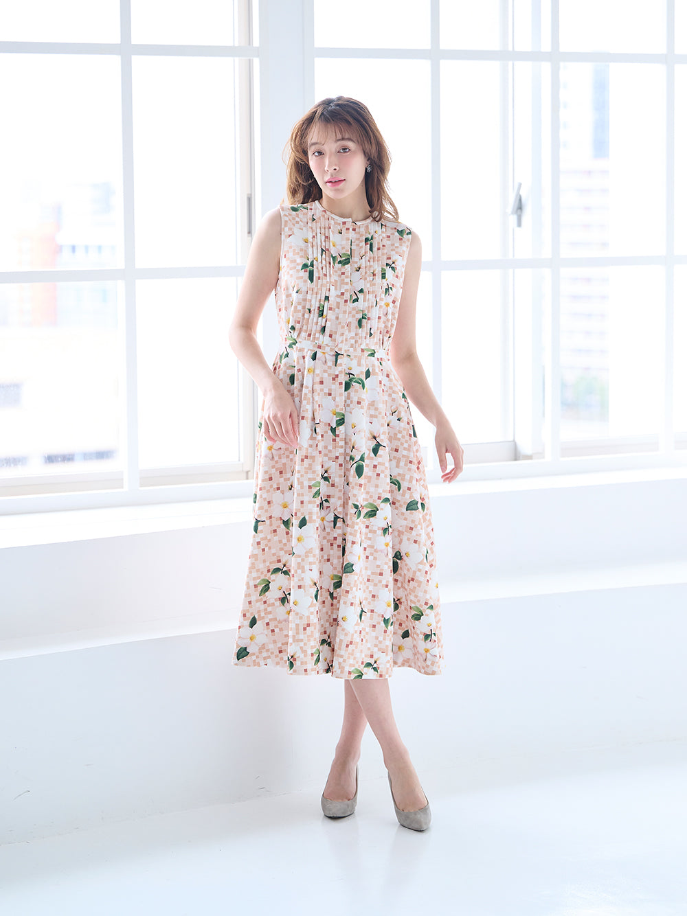 フラワープリントワンピース