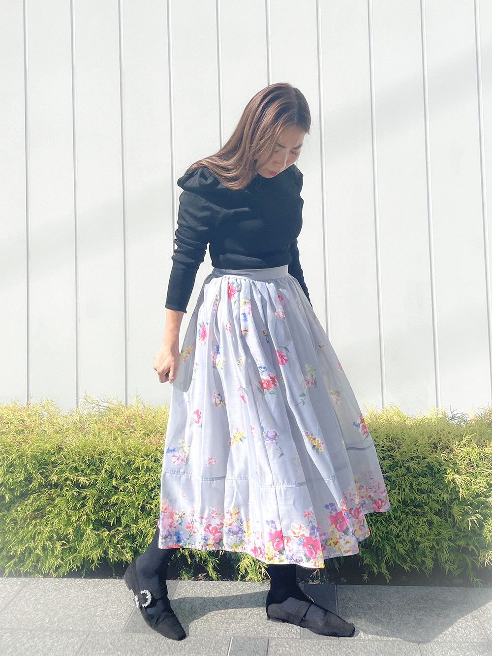 フラワープリントスカート