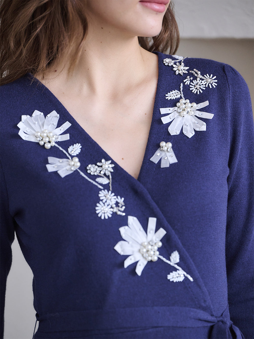 ノーブルカシュクールニットワンピース