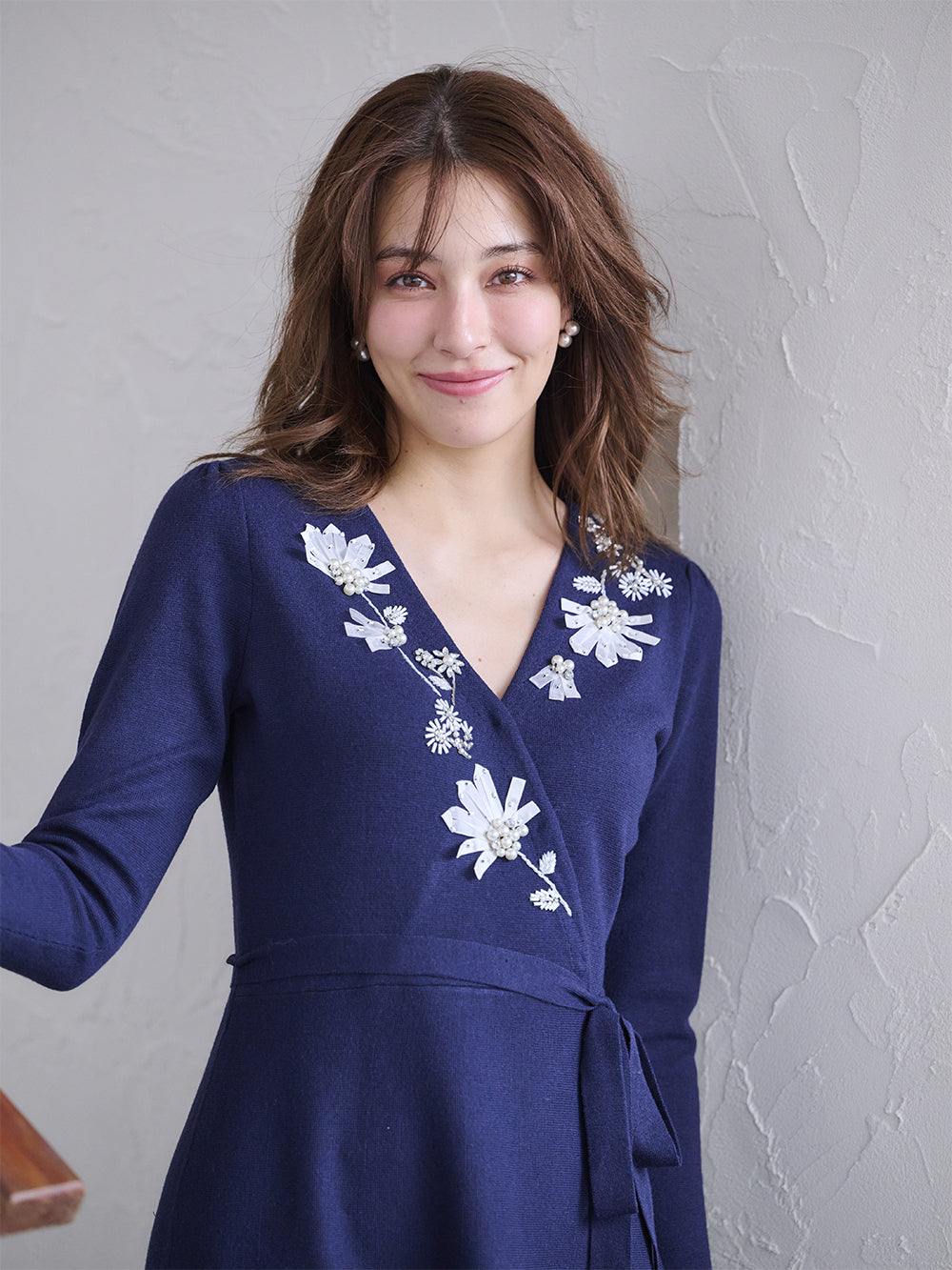 ノーブルカシュクールニットワンピース