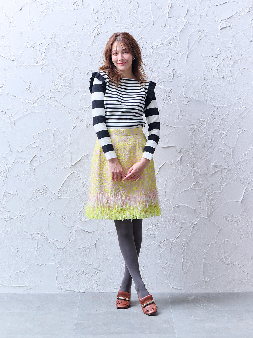 【MISS ADORA】 マリアケントフリンジツイードスカート