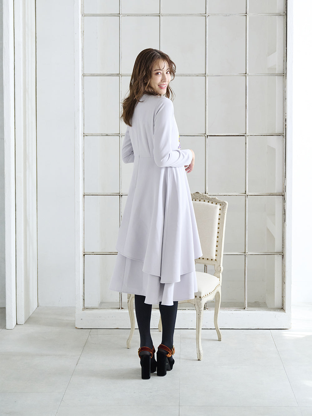 フローラルレイヤードワンピース