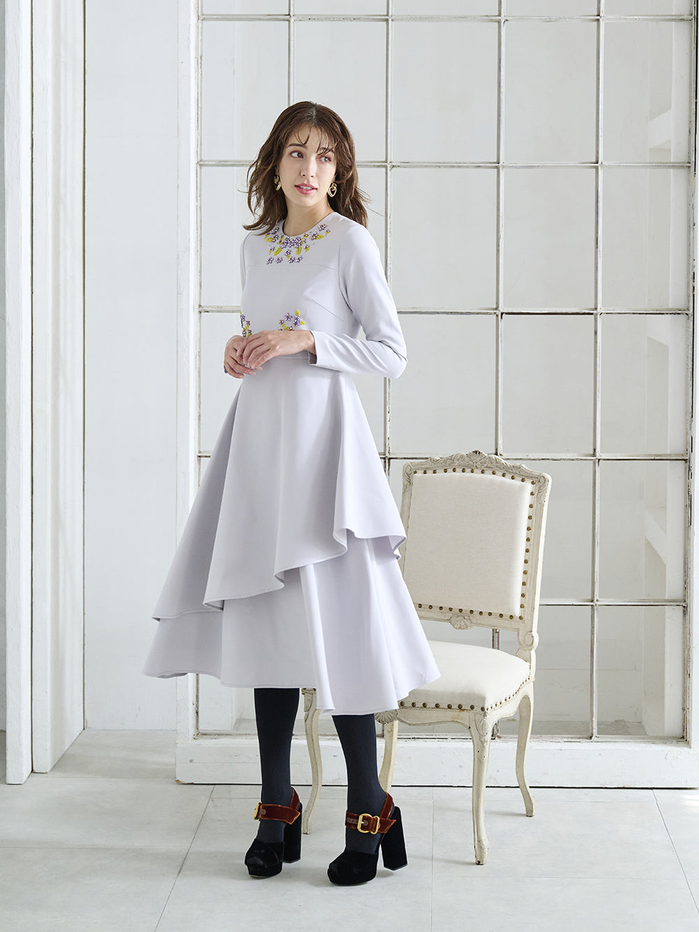 フローラルレイヤードワンピース