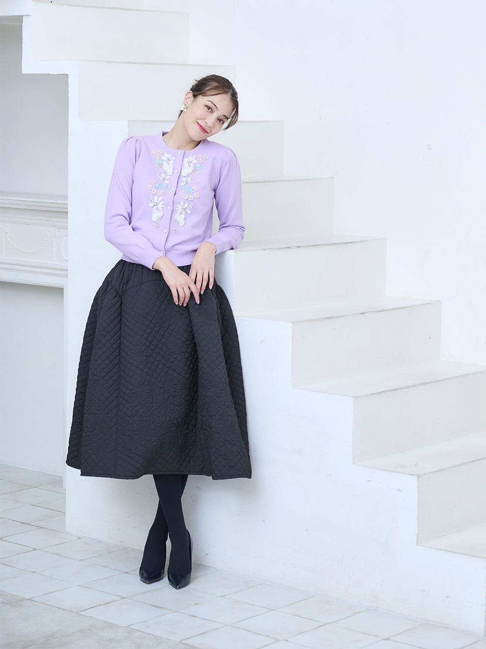 フラワーキルティングスカート
