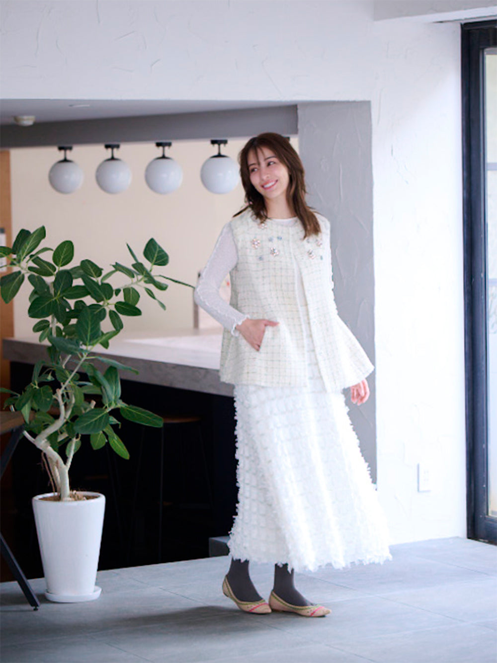 ビジューツイードベスト