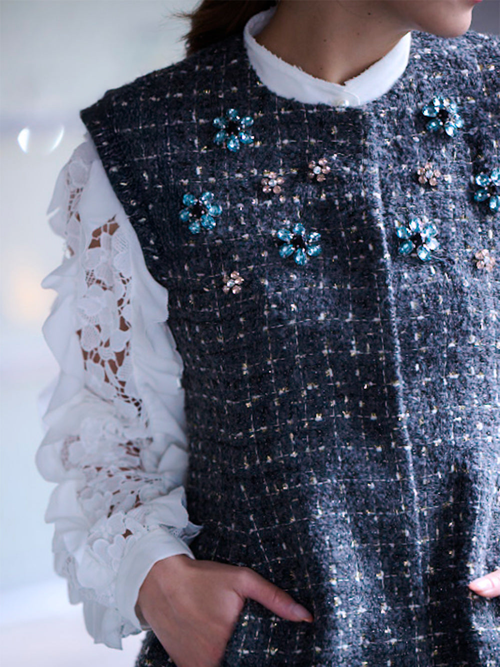 ビジューツイードベスト