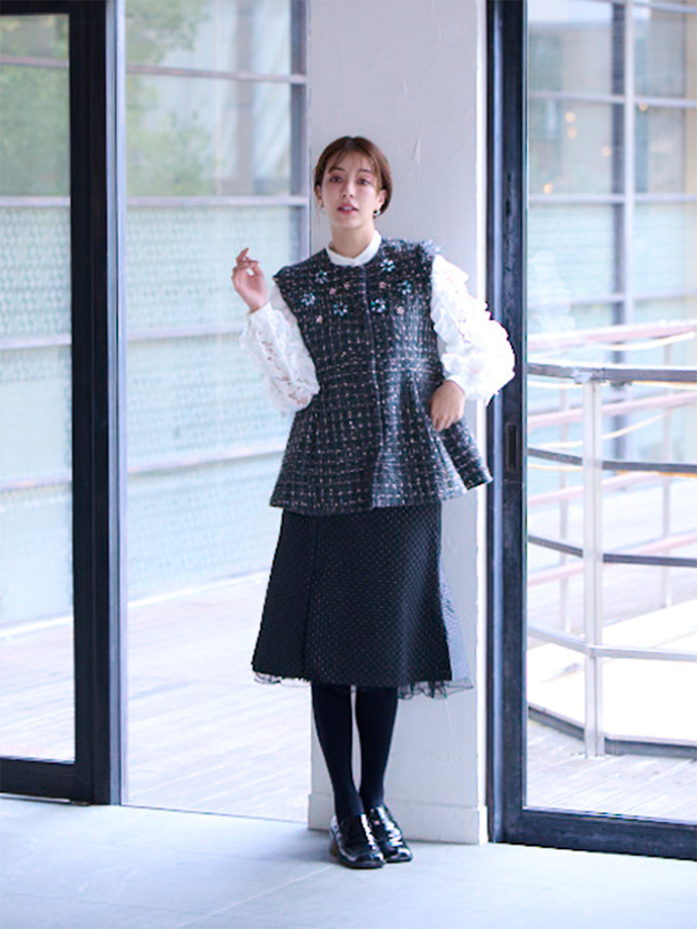 ビジューツイードベスト