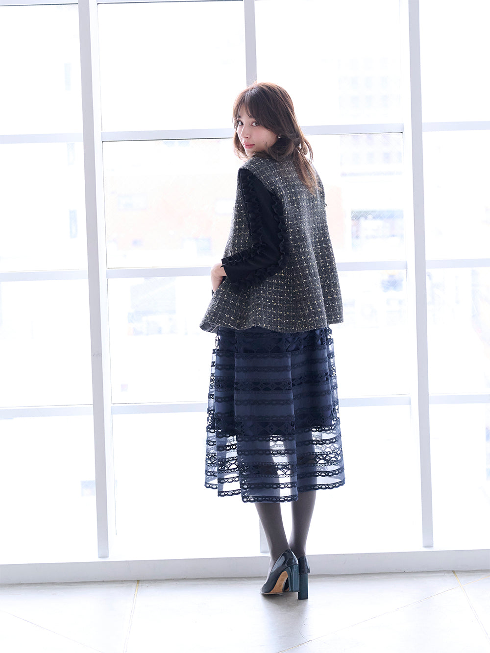 ビジューツイードベスト