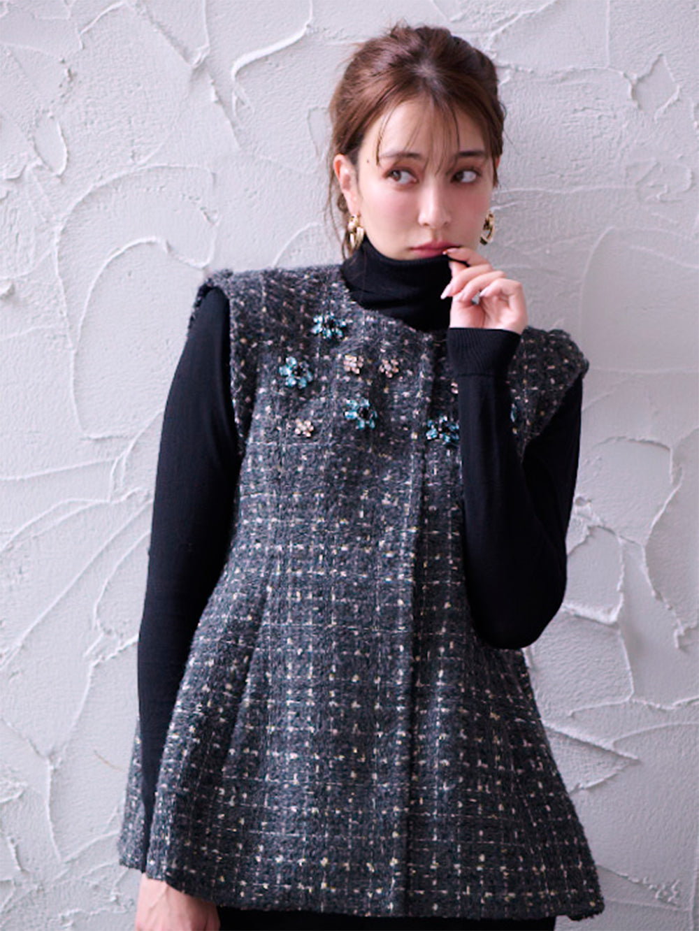 ビジューツイードベスト