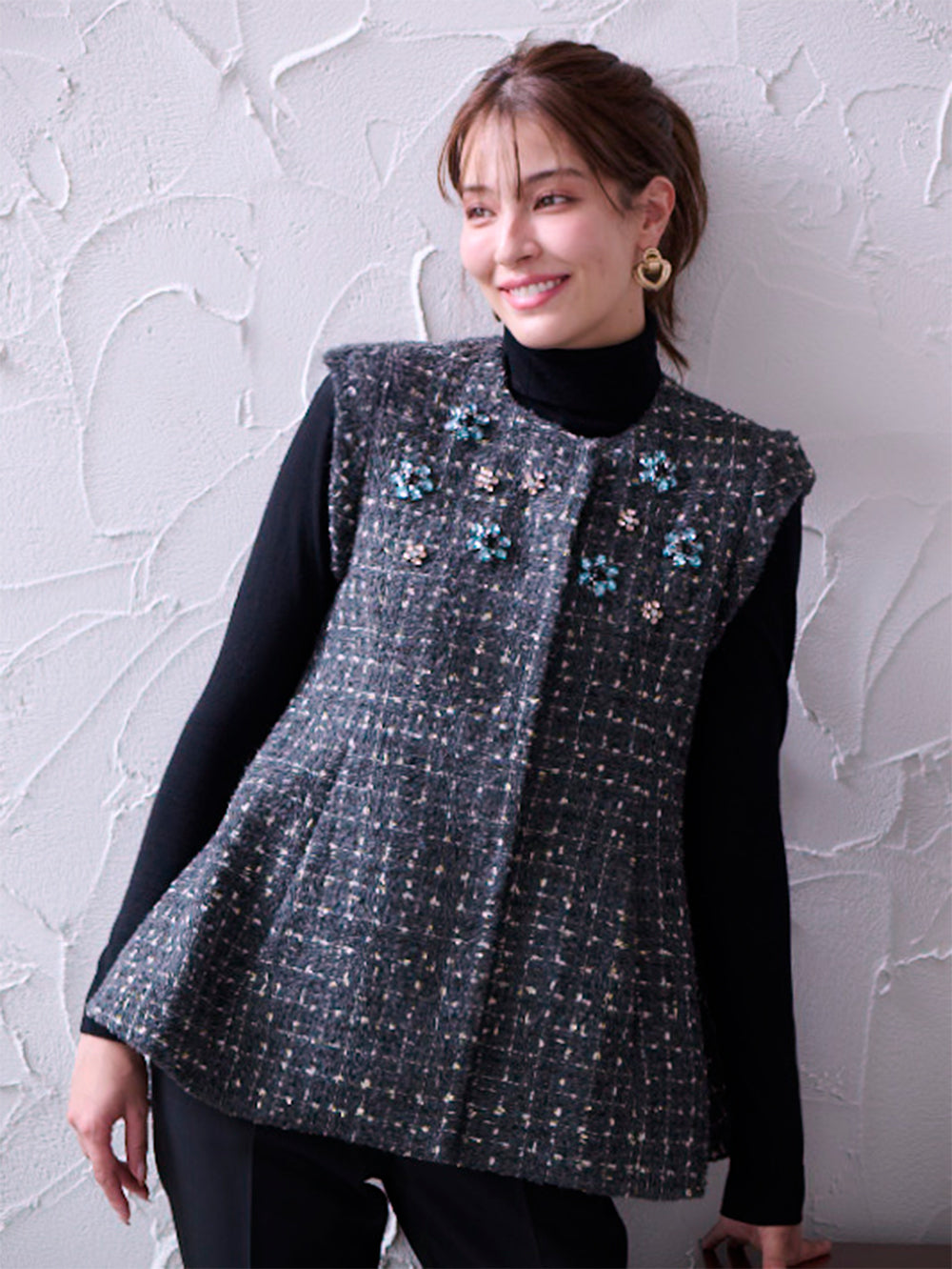 ビジューツイードベスト
