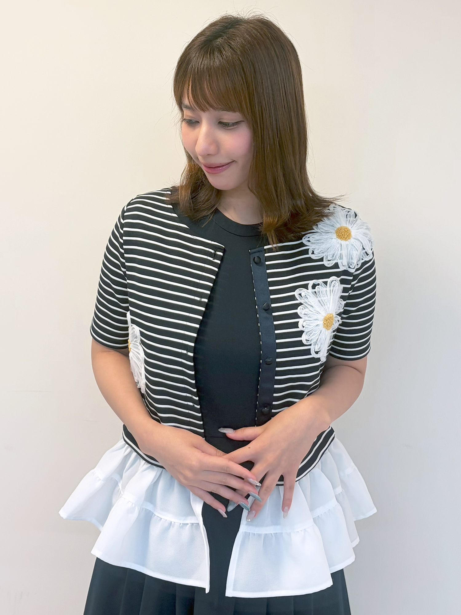 【Rani’s Choice】バードワンピース×マーガレットポンチカーディガン