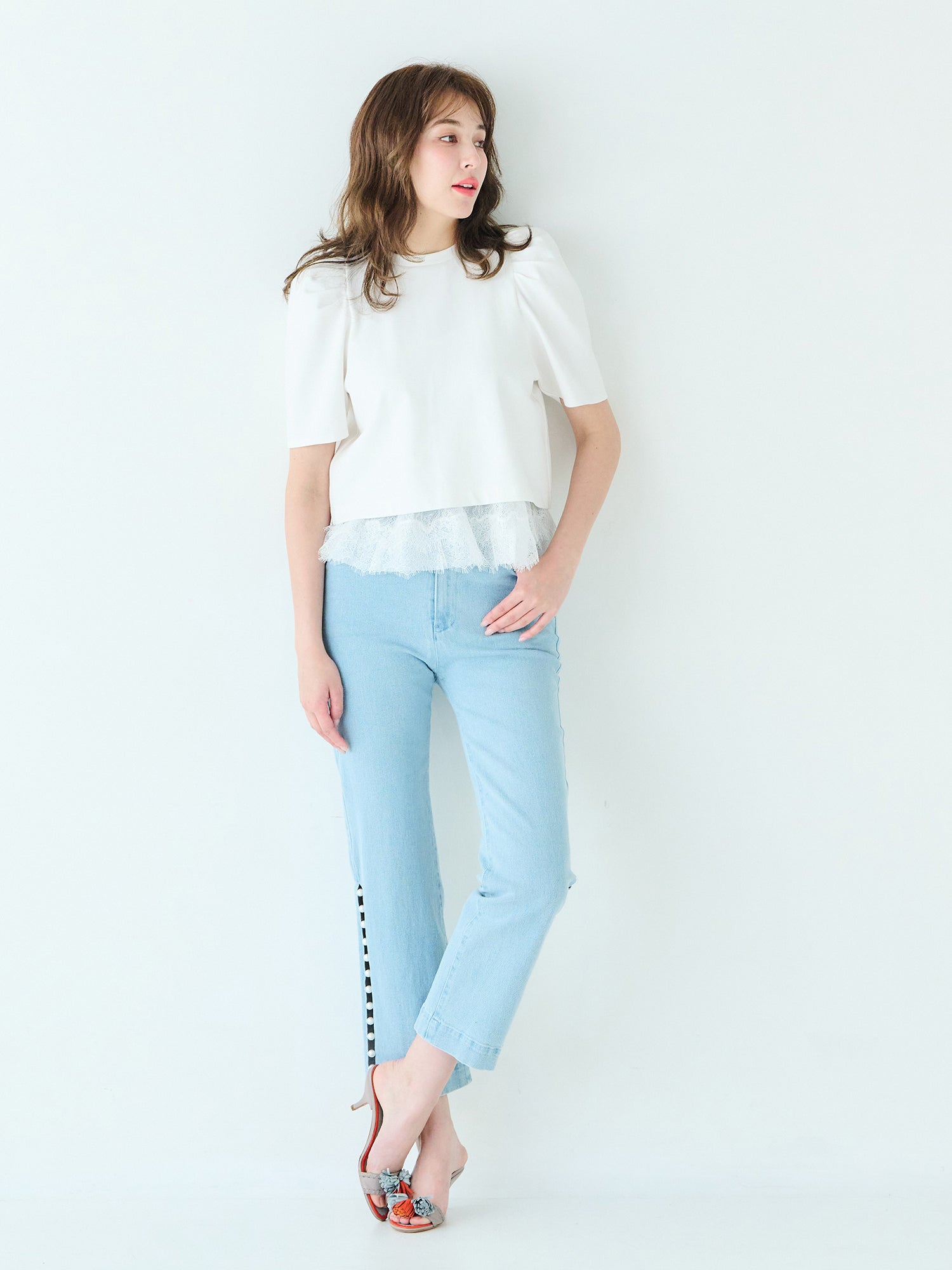 レースキャミレイヤードTシャツ