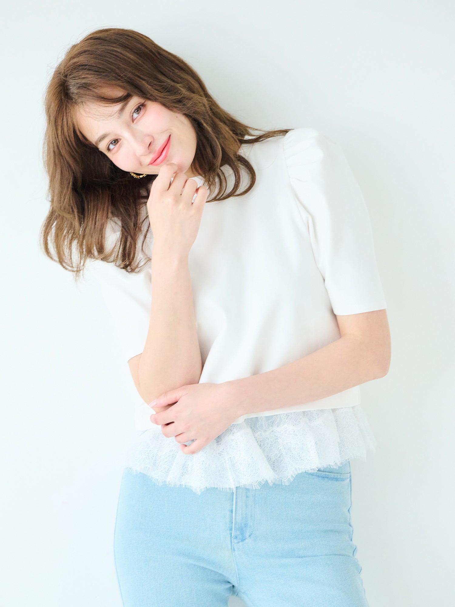 レースキャミレイヤードTシャツ