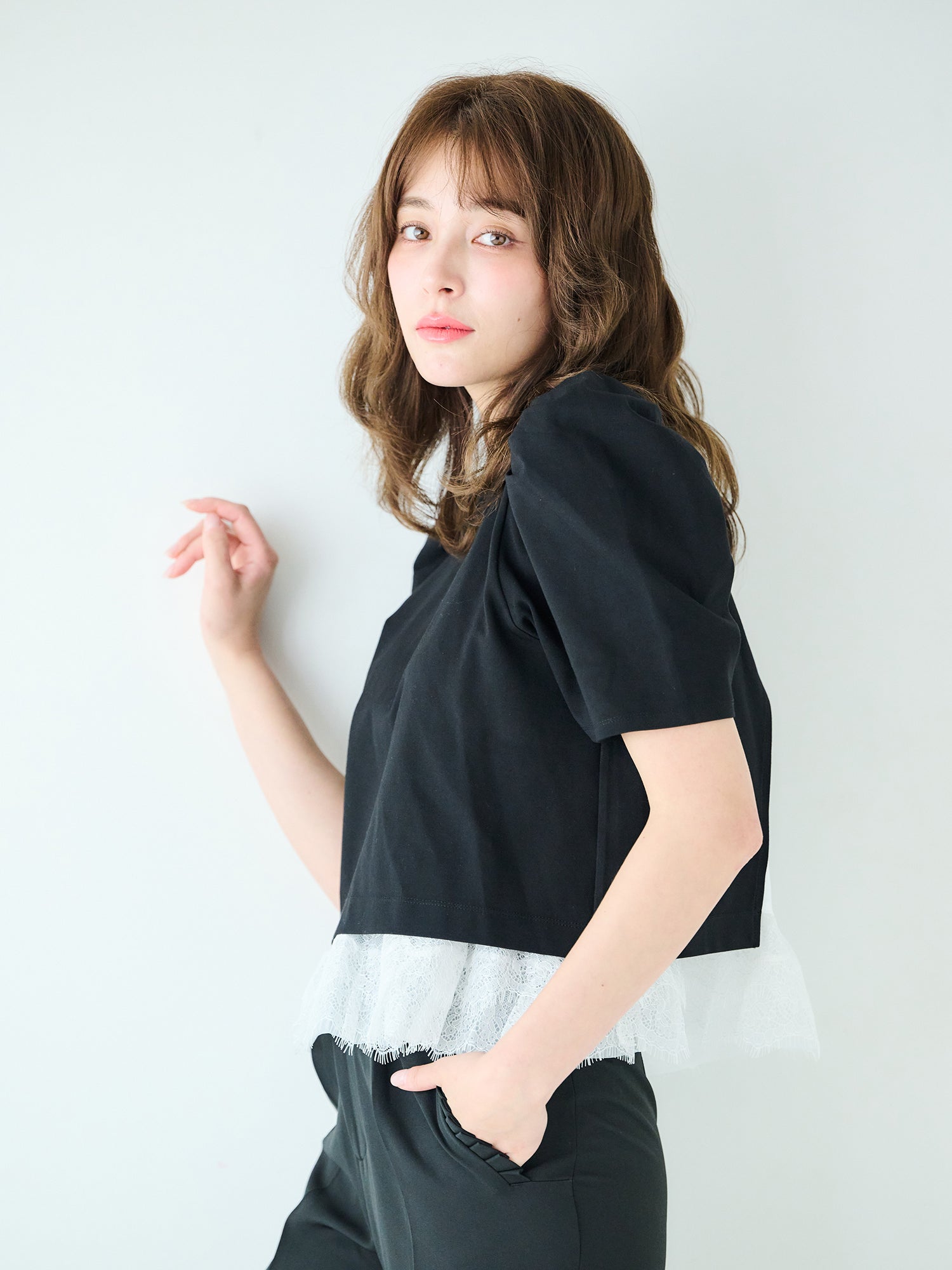 レースキャミレイヤードTシャツ