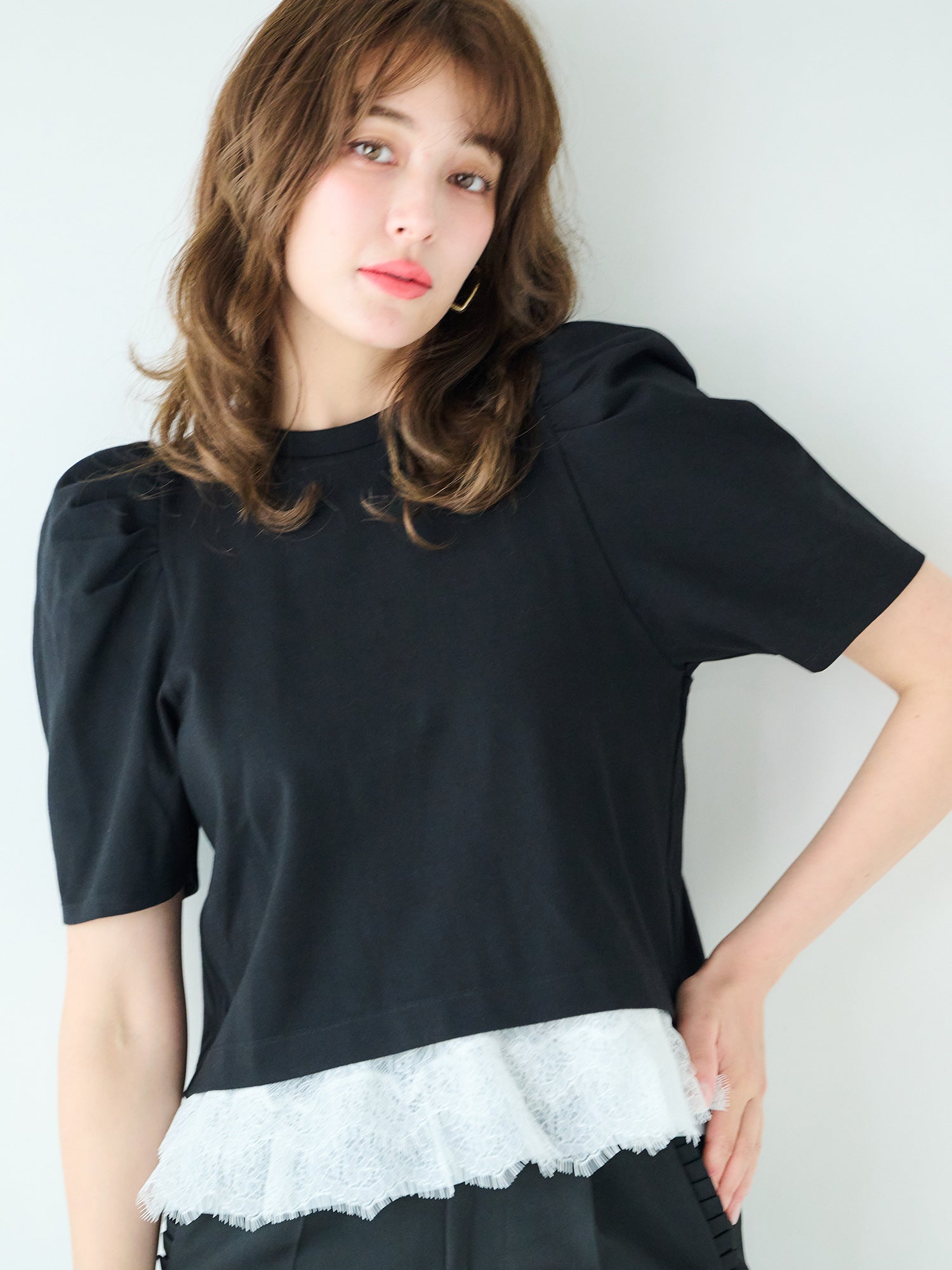 レースキャミレイヤードTシャツ