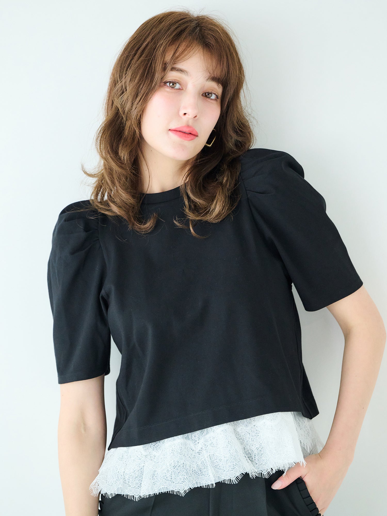 レースキャミレイヤードTシャツ