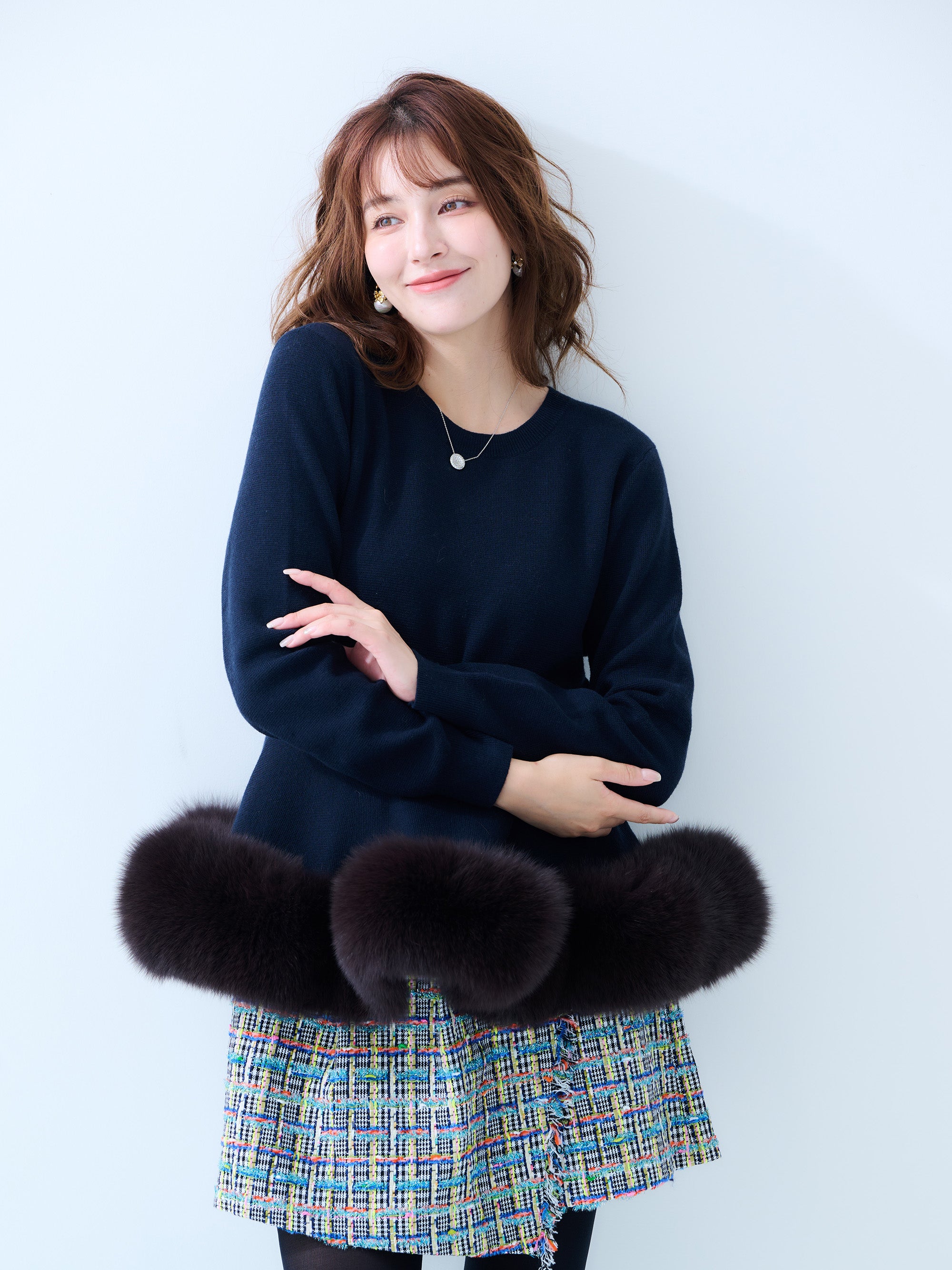 【MISS ADORA】FUR KNIT