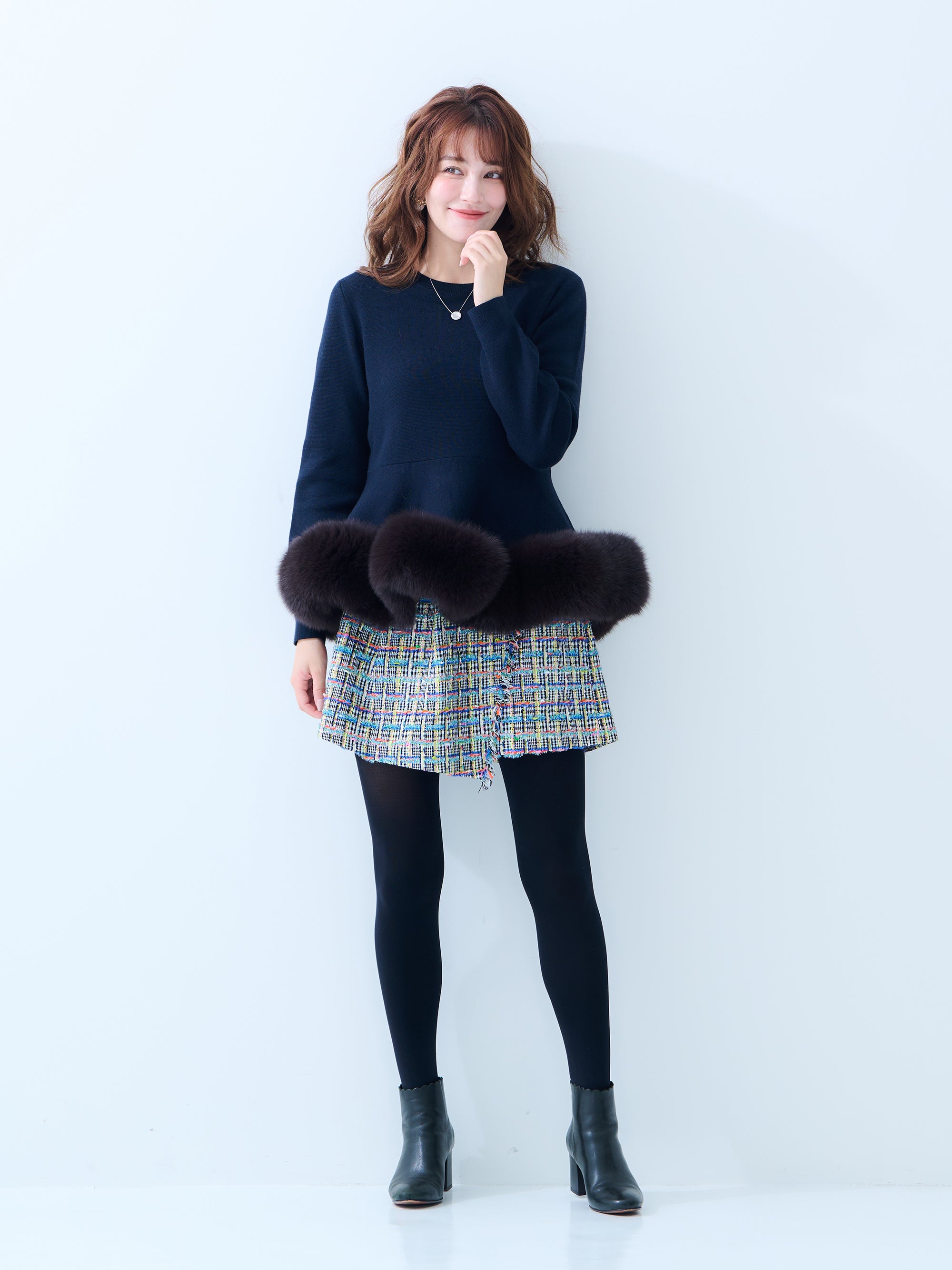 【MISS ADORA】FUR KNIT