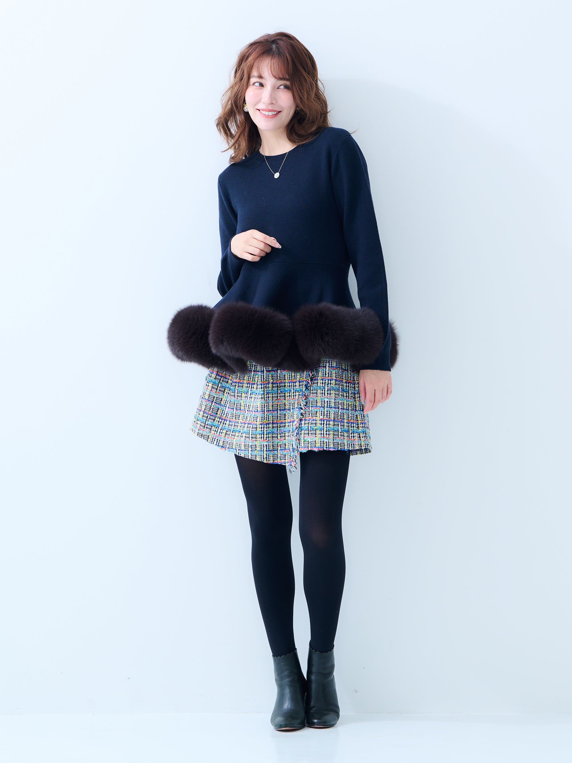 【MISS ADORA】FUR KNIT