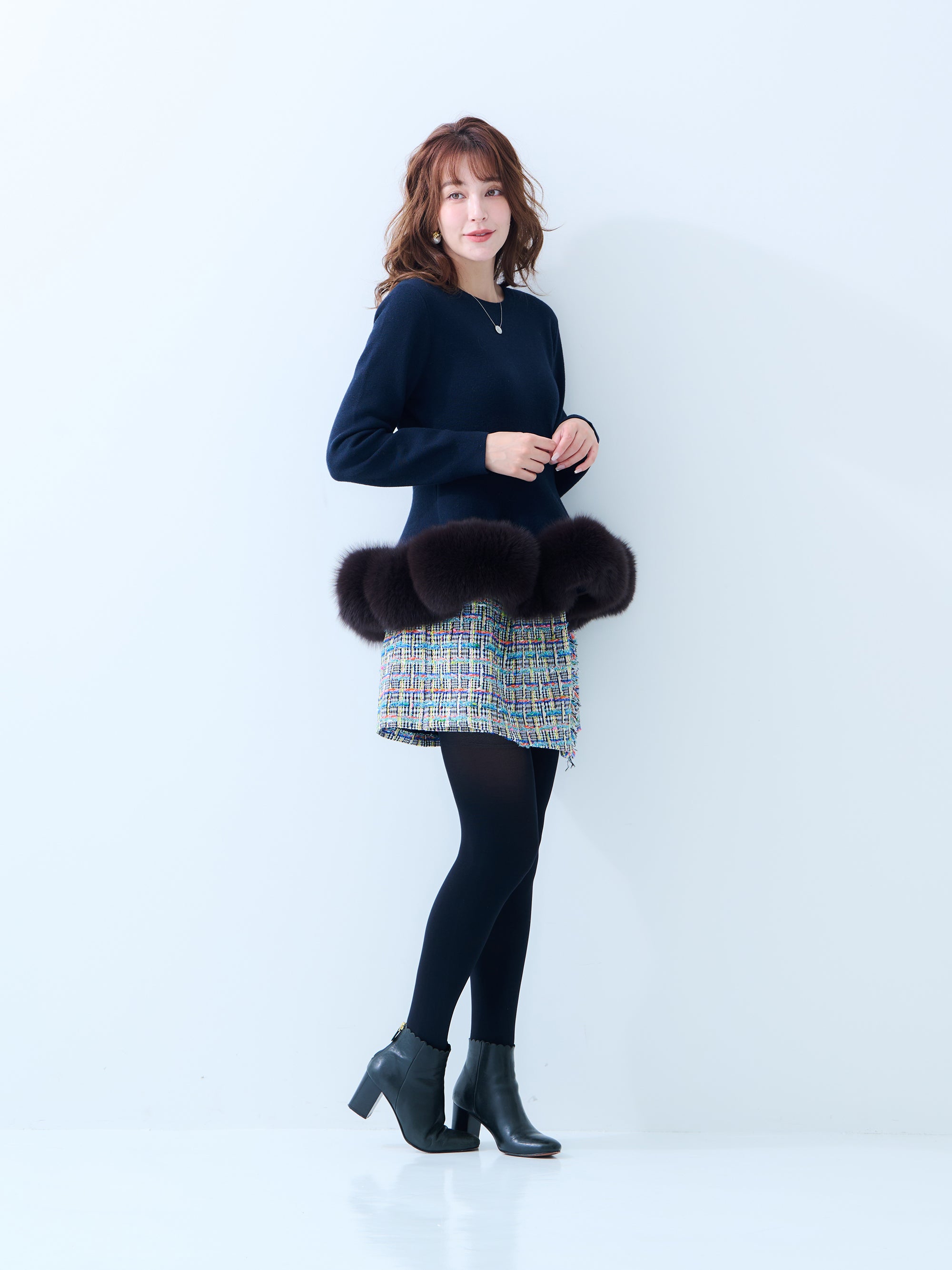 【MISS ADORA】FUR KNIT