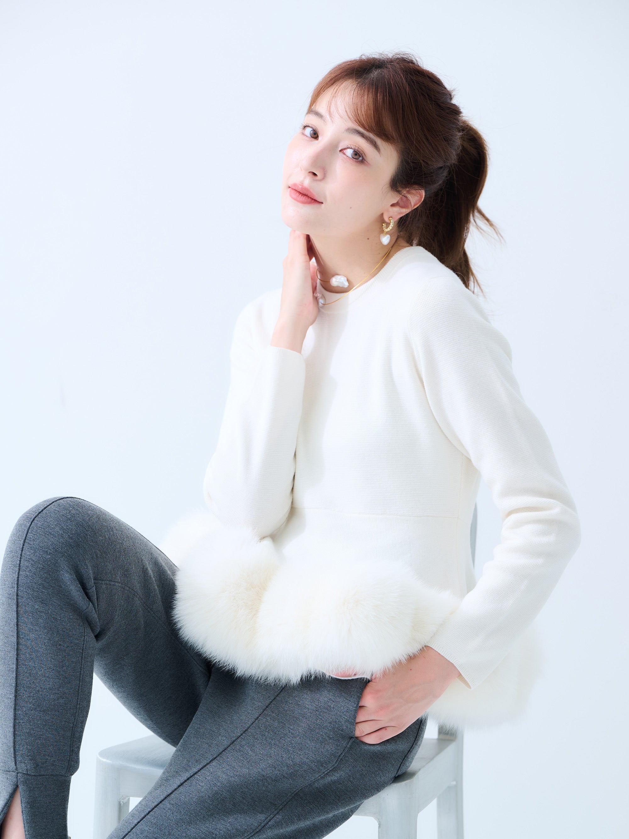 【MISS ADORA】FUR KNIT