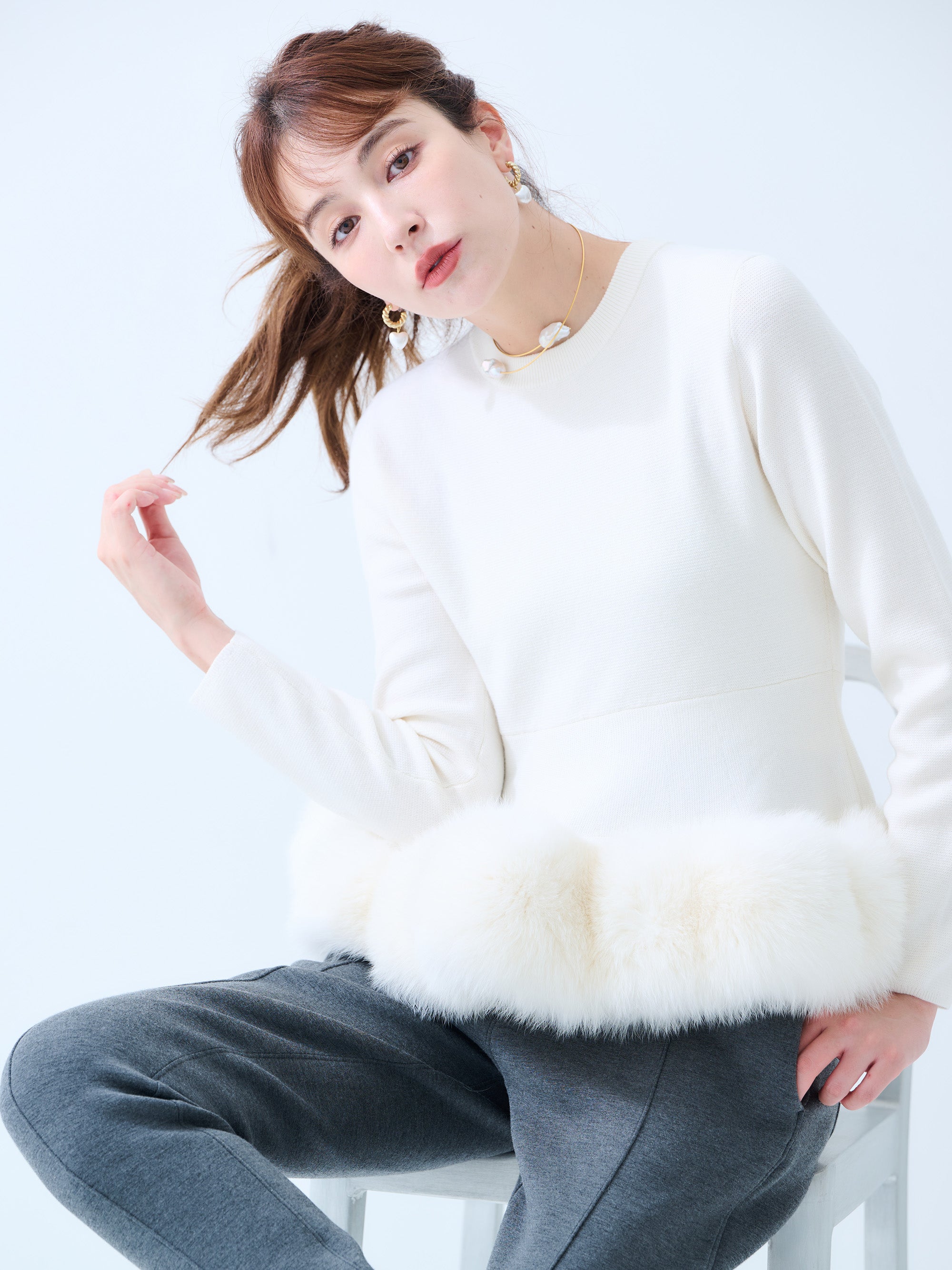 【MISS ADORA】FUR KNIT