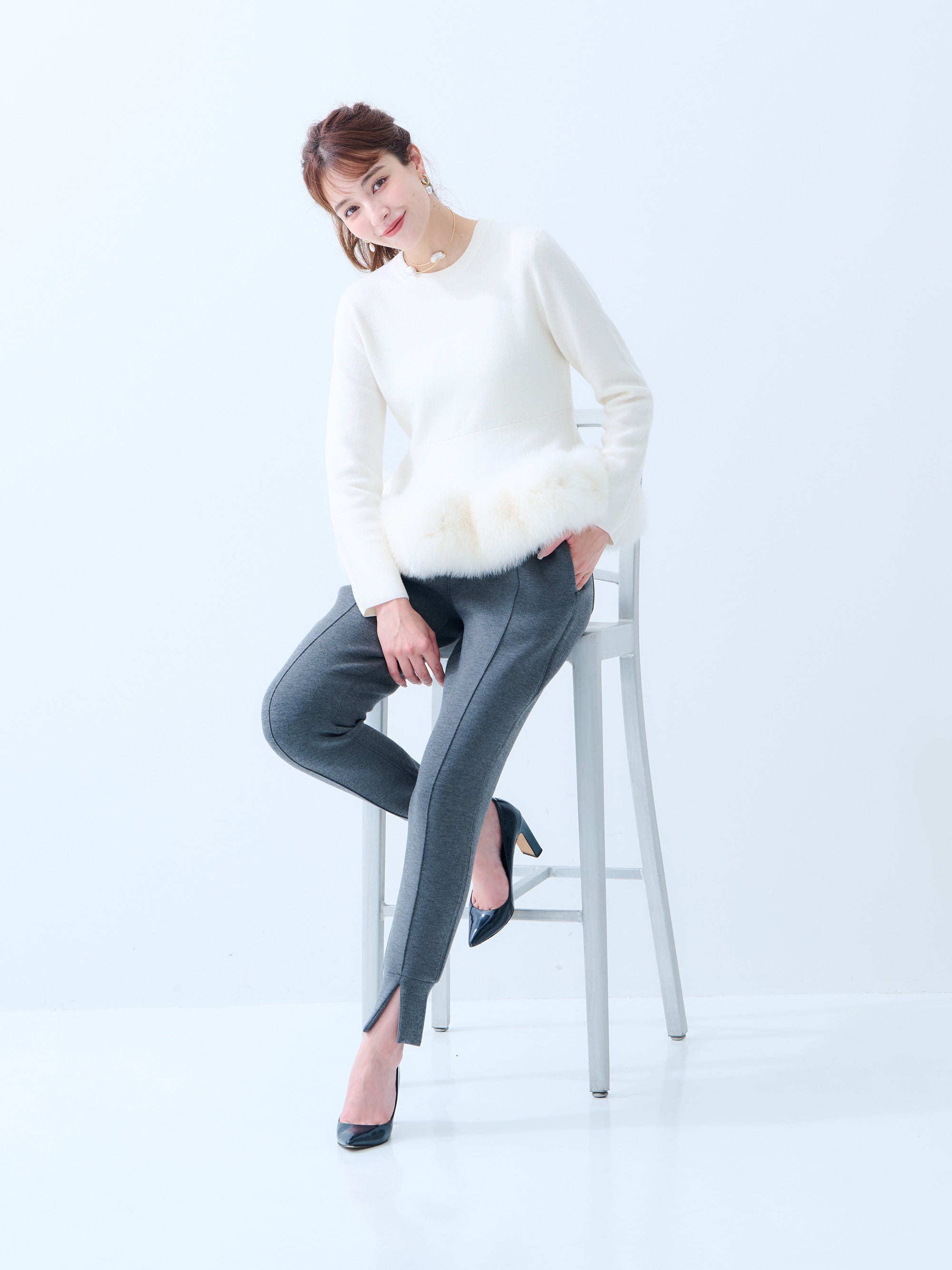 【MISS ADORA】FUR KNIT