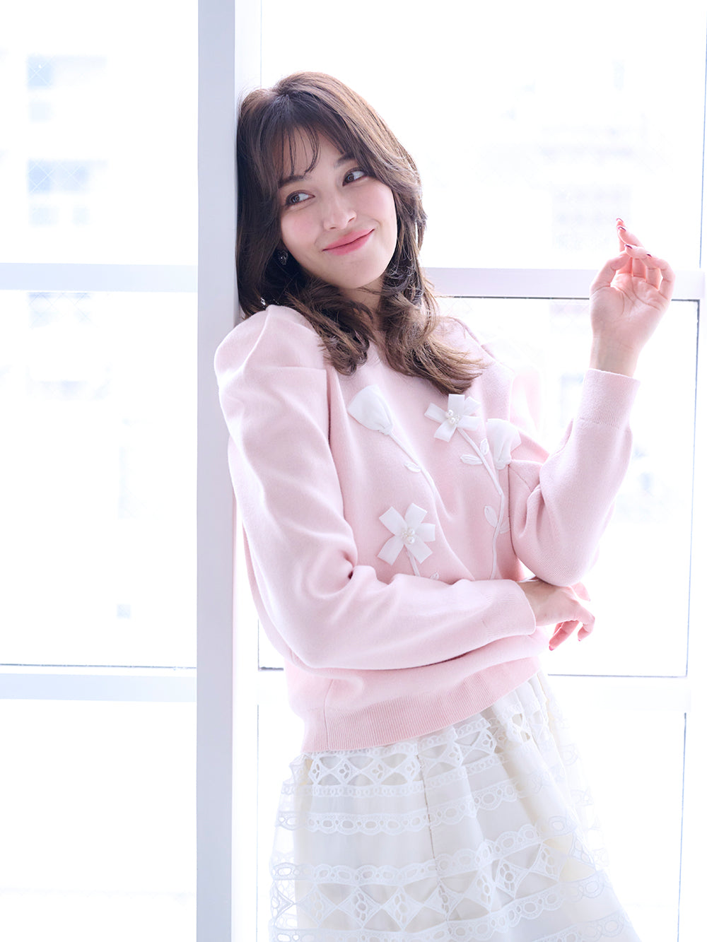 オーガンジーブーケニット