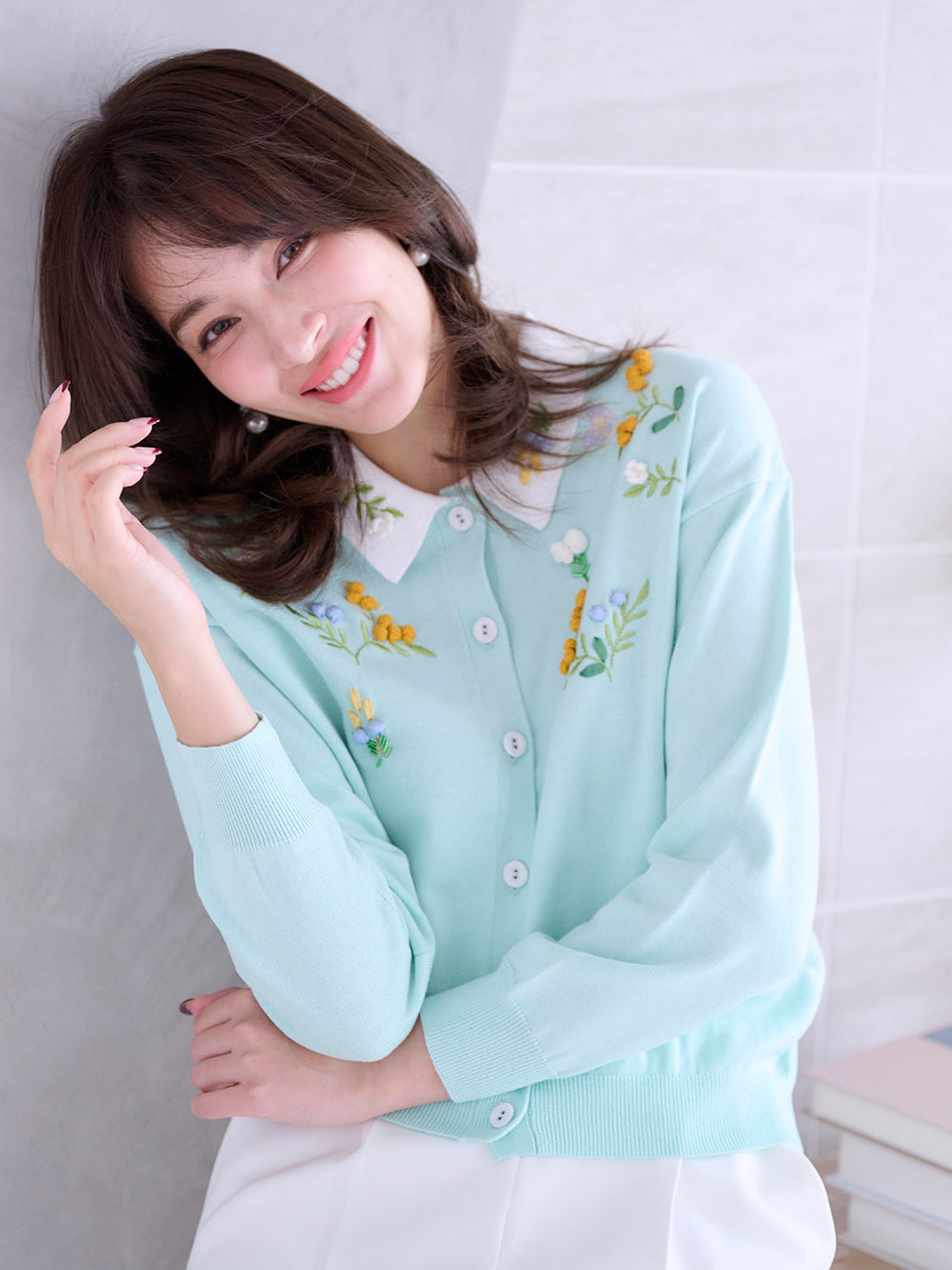 ミモザポロカーディガン