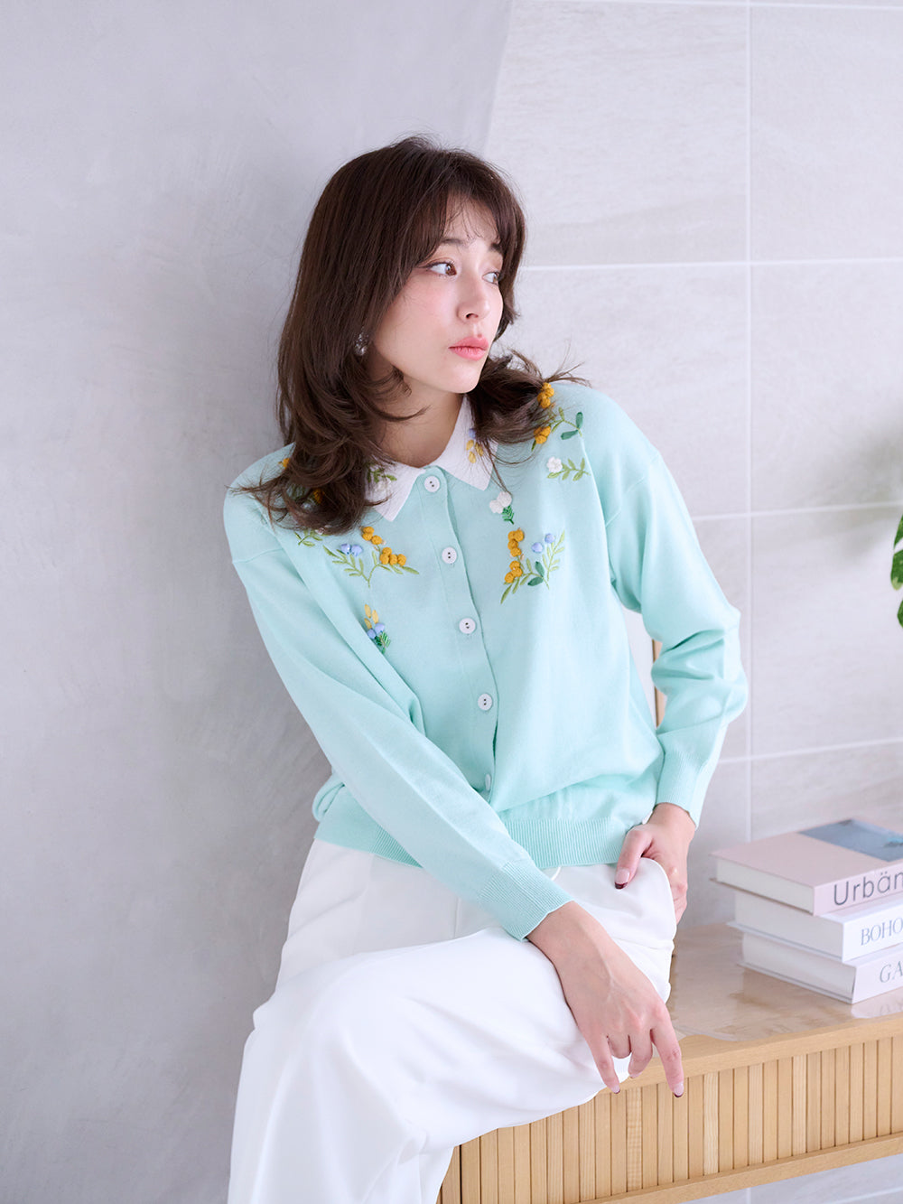 ミモザポロカーディガン