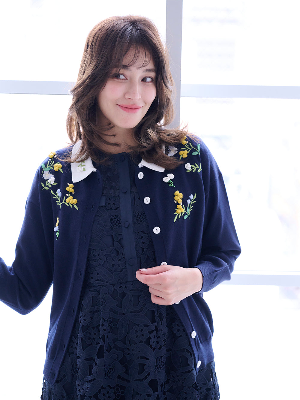 ミモザポロカーディガン