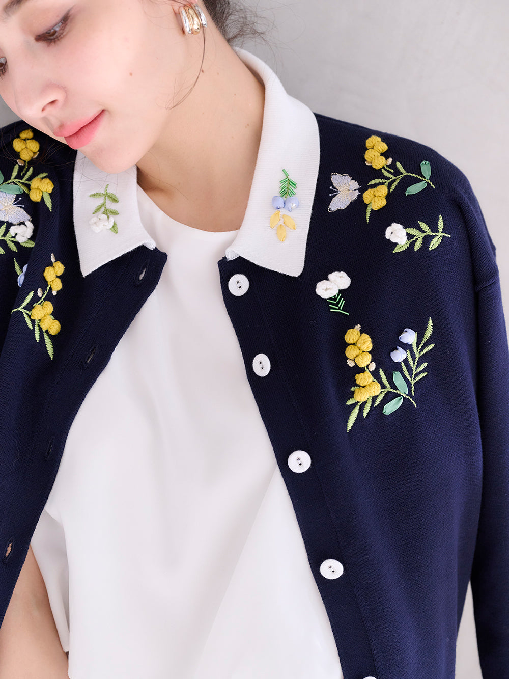 ミモザポロカーディガン