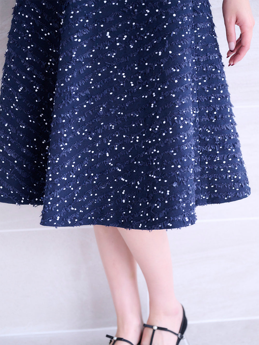 【MISS ADORA】ドットフリンジフレアーSK