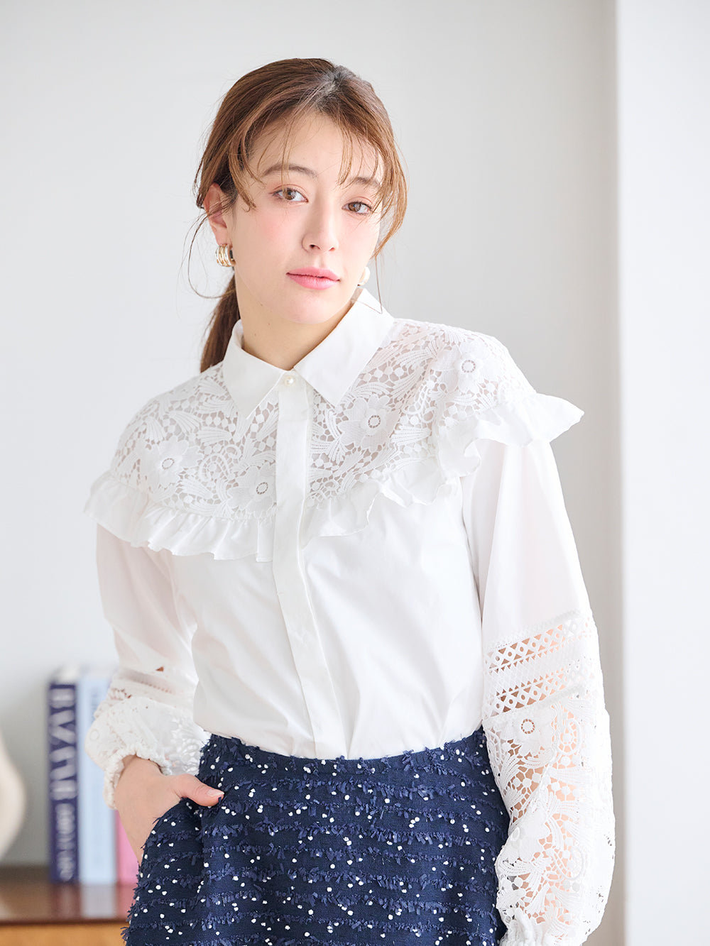 chesty レース ブラウス ライトブルー Chesty（チェスティ） ブラウス シャツ パステルレースブラウス