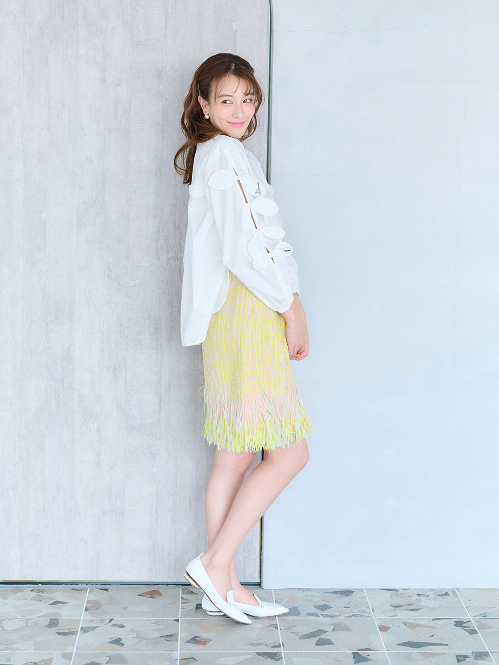 リボンスリットブラウス