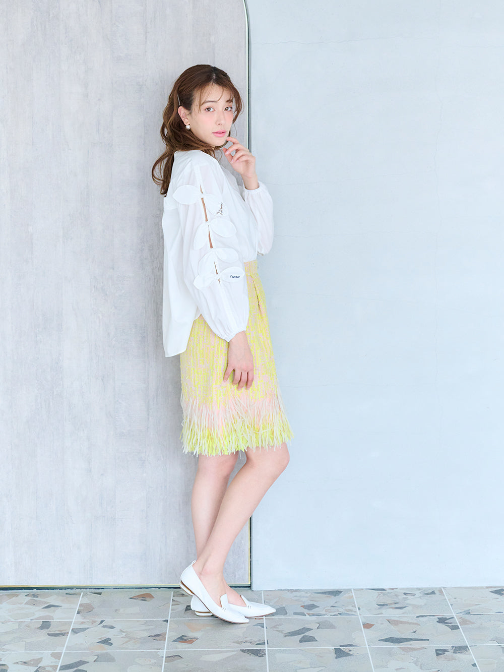 リボンスリットブラウス