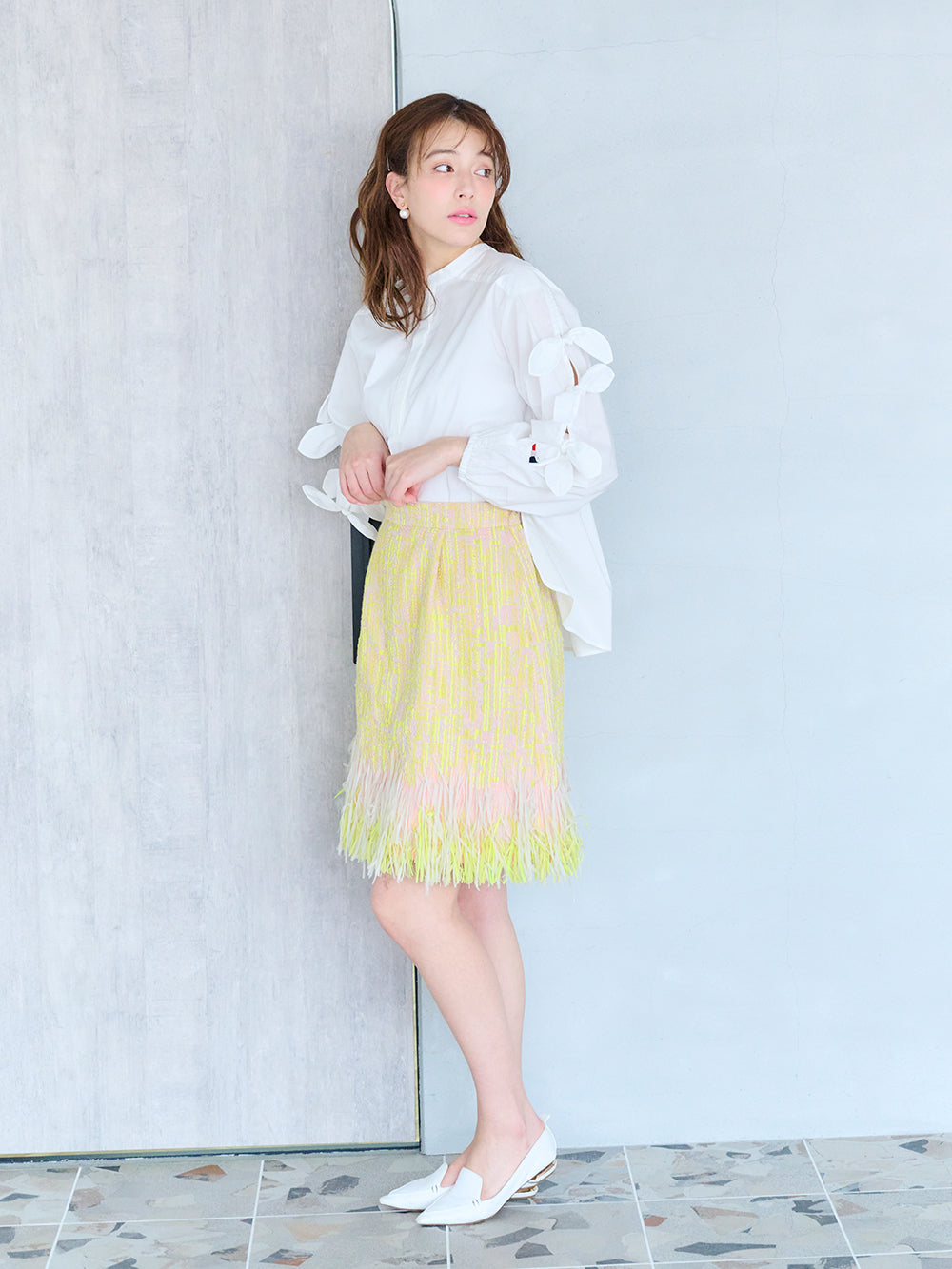 リボンスリットブラウス