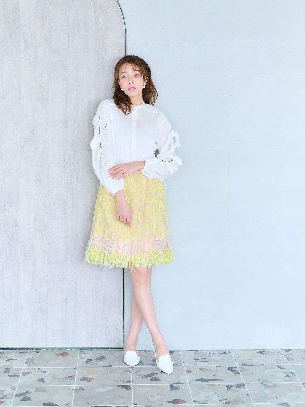 リボンスリットブラウス