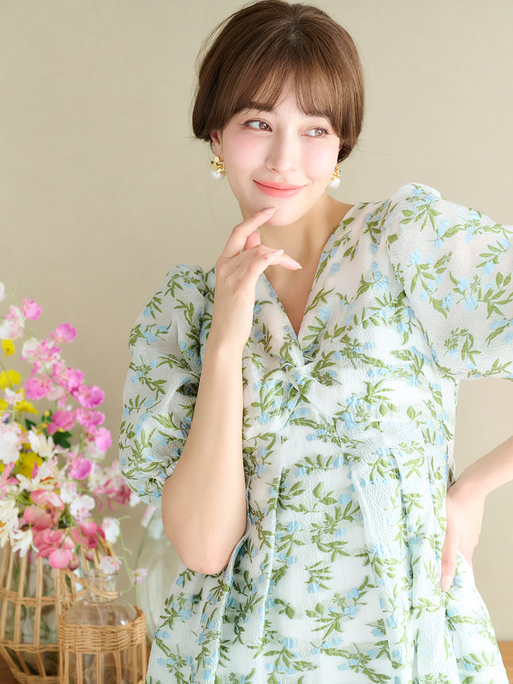 フローラルノットワンピース