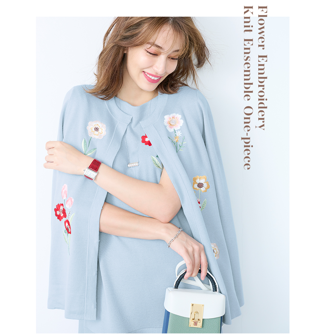 Flower Embroidery
Knit Ensemble One-piece