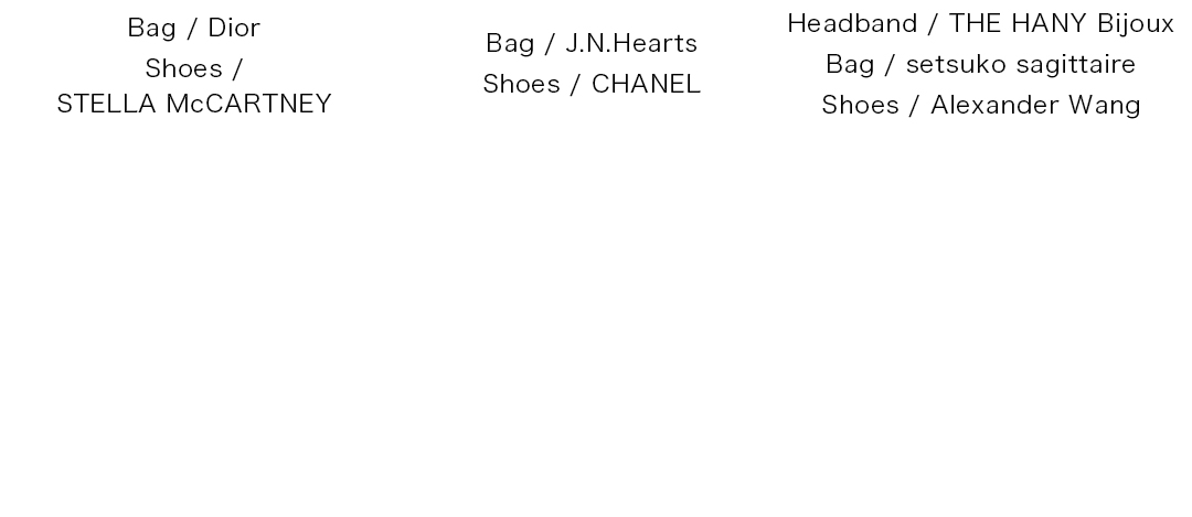 Bag / Dior|Shoes / STELLA McCARTNEY | Bag / J.N.Hearts|Shoes / CHANEL|Headband / THE HANY Bijoux|Bag / setsuko sagittaire|Shoes / Alexander Wang